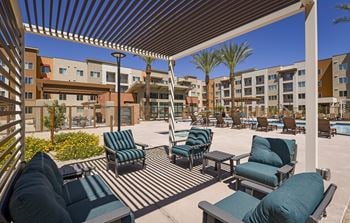 Poolside cabana and lounge areas